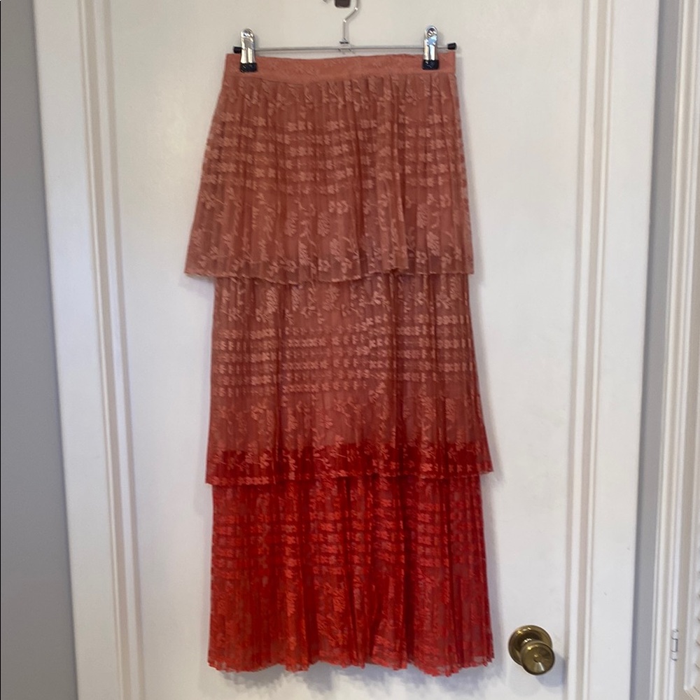 Anthropologie ombré tiered lace skirt NWT